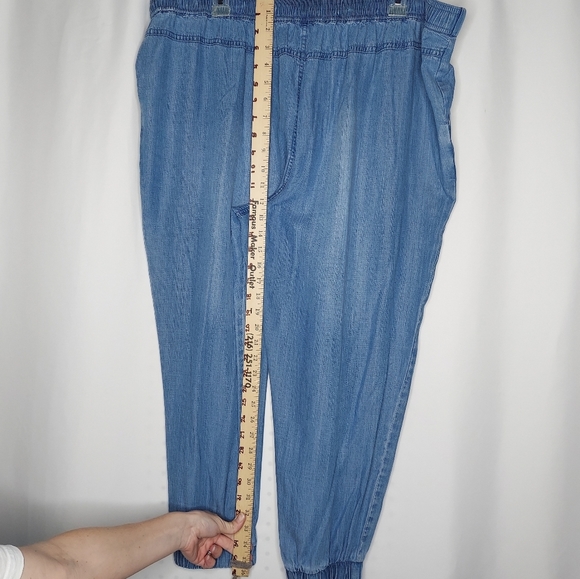 Side Stitch Los Angeles Lyocell Pants P1X Blue Jogger Drawstring Elastic Pullon - Picture 10 of 10